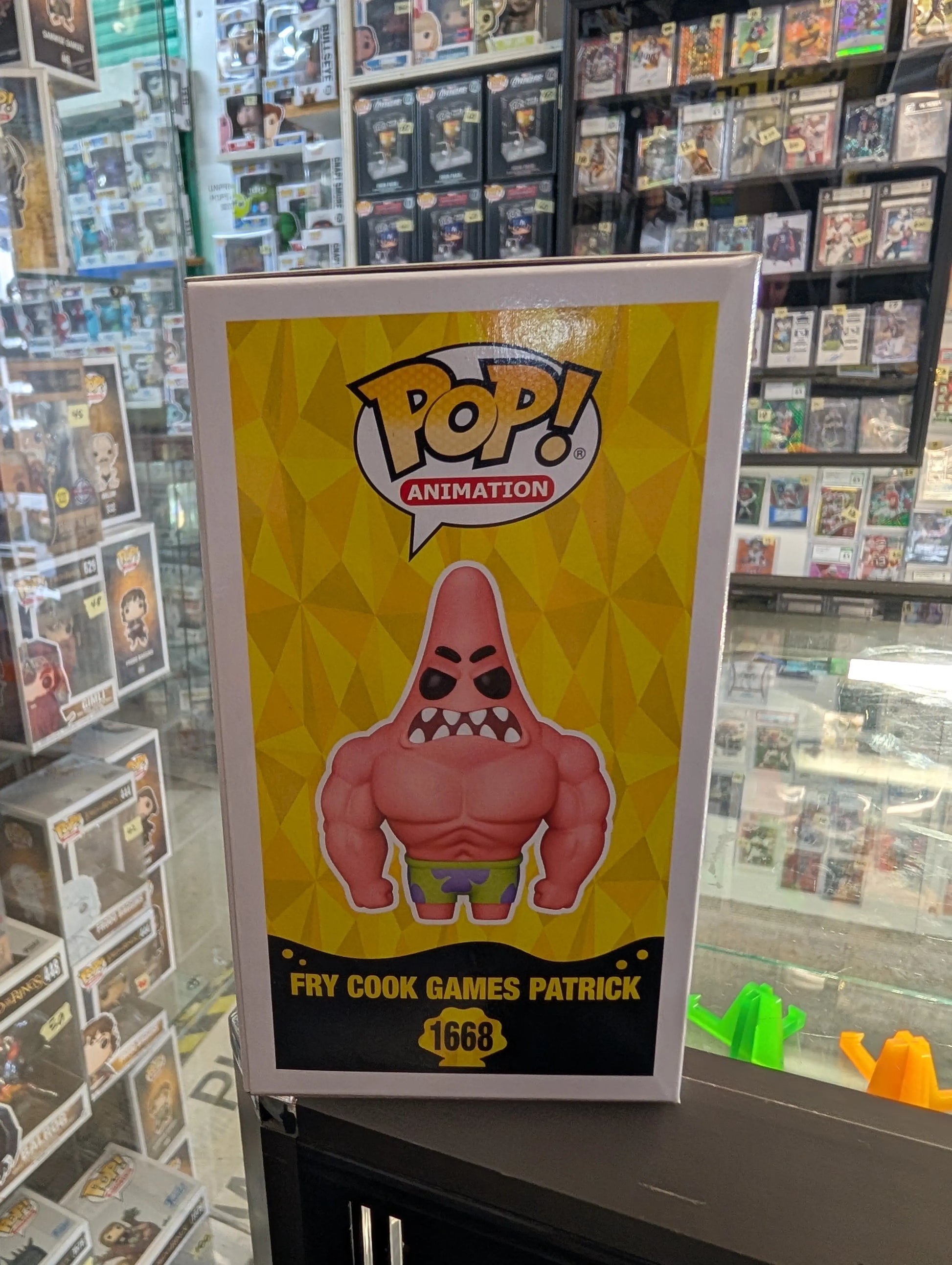 Funko POP! Animation: Spongebob Squarepants - Fry Cook Games Patrick #1668 FRENLY BRICKS - Open 7 Days