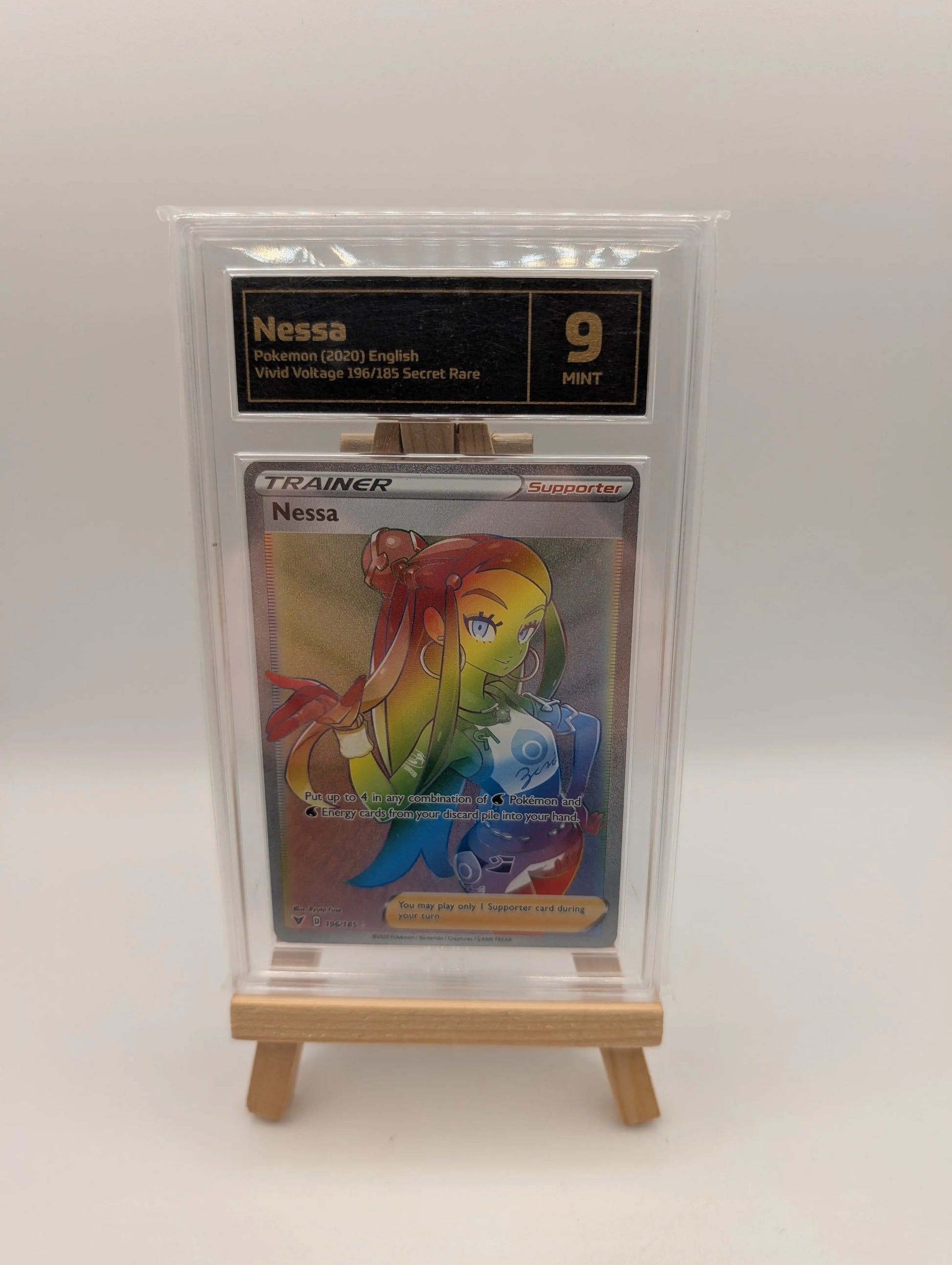 Pokémon TCG Nessa Vivid Voltage 196/185 Holo Secret Rare Graded 9 FRENLY BRICKS - Open 7 Days