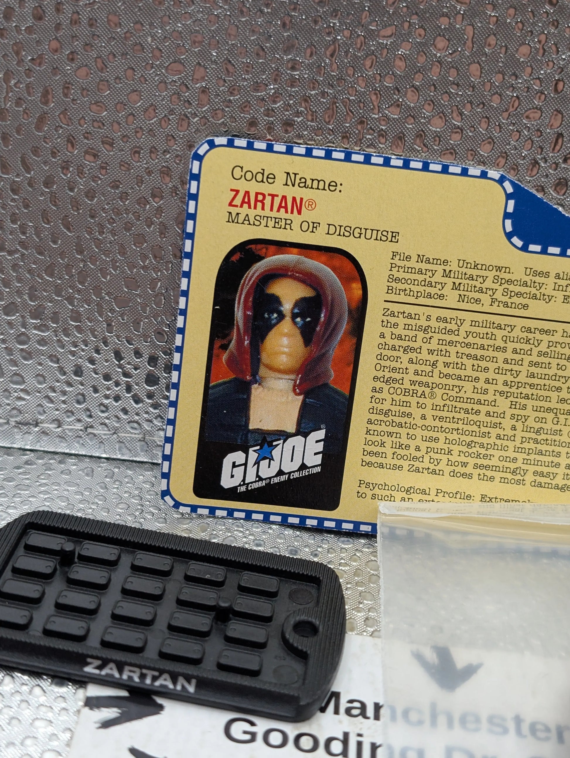 GI JOE~ 2001 ZARTAN ~ SPY EXCELLENT~ 100% complete & CARD 2000 FRENLY BRICKS - Open 7 Days