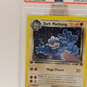 2000 POKEMON TEAM ROCKET Card DARK MACHAMP -HOLO 10/82  1ST EDITION  PSA 8 FRENLY BRICKS - Open 7 Days