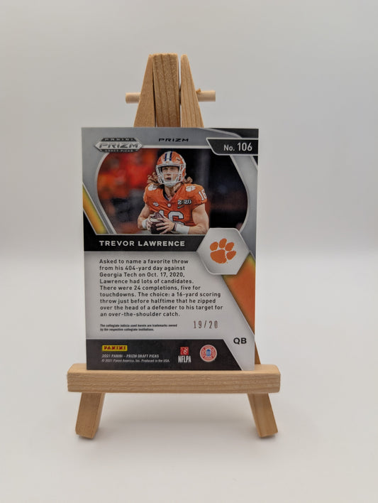 2021 Panini Prizm Draft Picks Trevor Lawrence Prizm RC #106 /20 Clemson FRENLY BRICKS - Open 7 Days