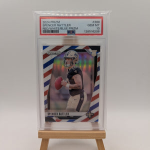 2024 PANINI PRIZM RED/WHITE/BLUE PRIZM #388 SPENCER RATTLER ROOKIE RC PSA 10 FRENLY BRICKS - Open 7 Days