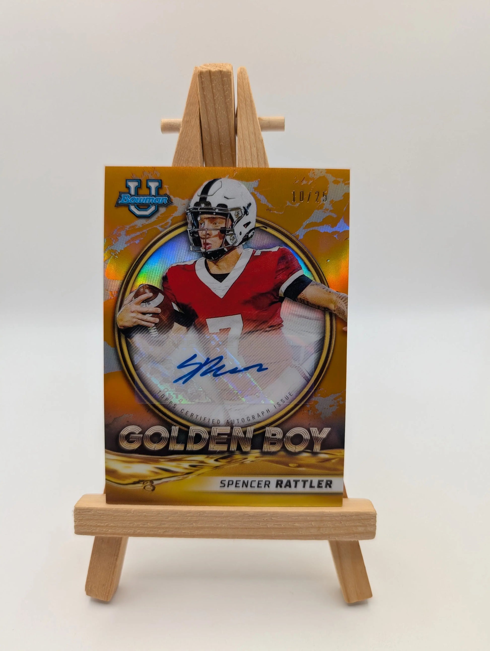 SPENCER RATTLER 2021 Bowman University Golden Boy Auto ORANGE REFRACTOR /25 RARE FRENLY BRICKS - Open 7 Days