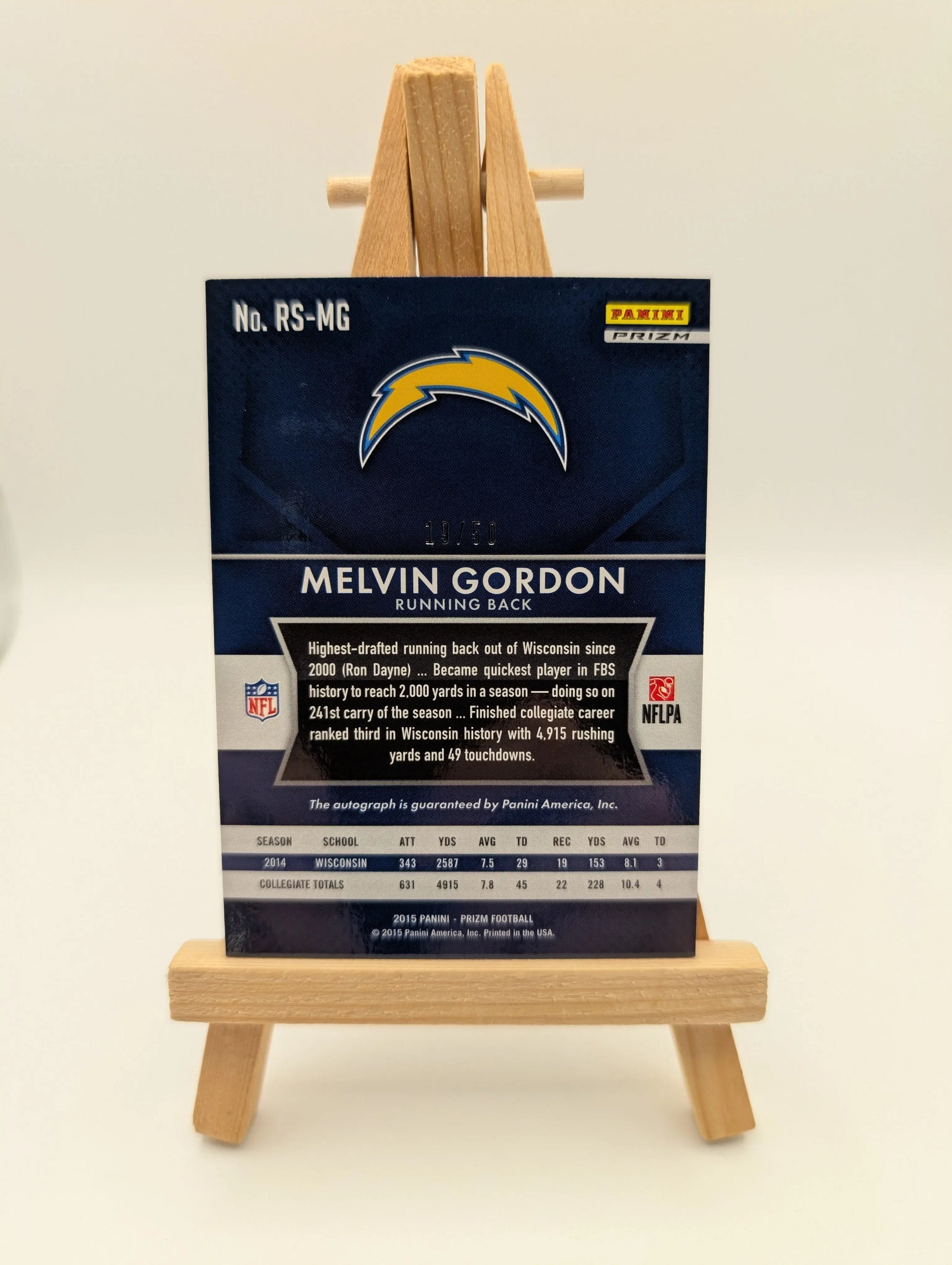 2015 Prizm Melvin Gordon Rookie RC Rookie Auto #RS-MG Chargers /50 FRENLY BRICKS - Open 7 Days