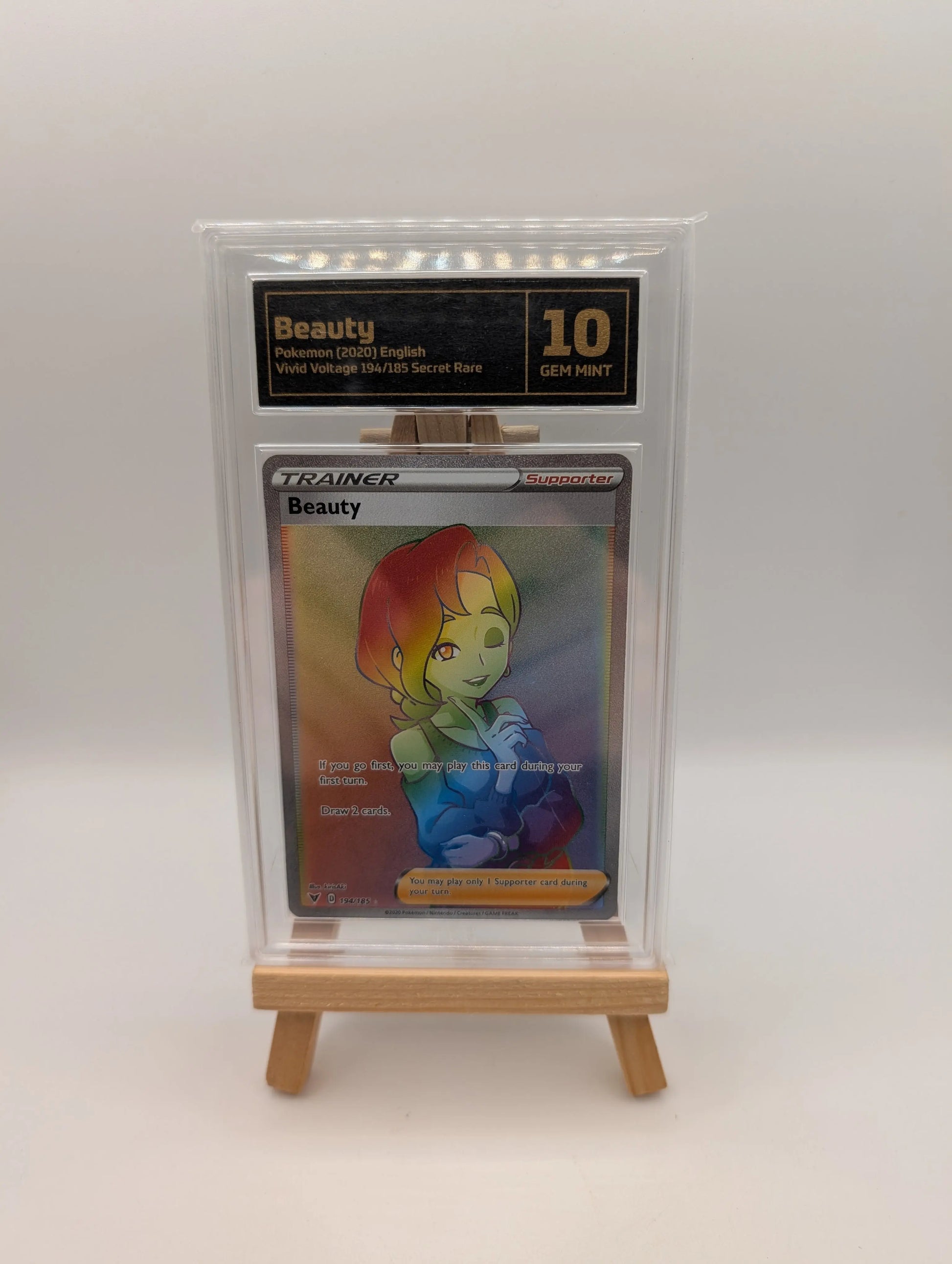 Graded 10 BEAUTY FULL ART #194/185 POKEMON VIVID VOLTAGE SECRET RARE FRENLY BRICKS - Open 7 Days
