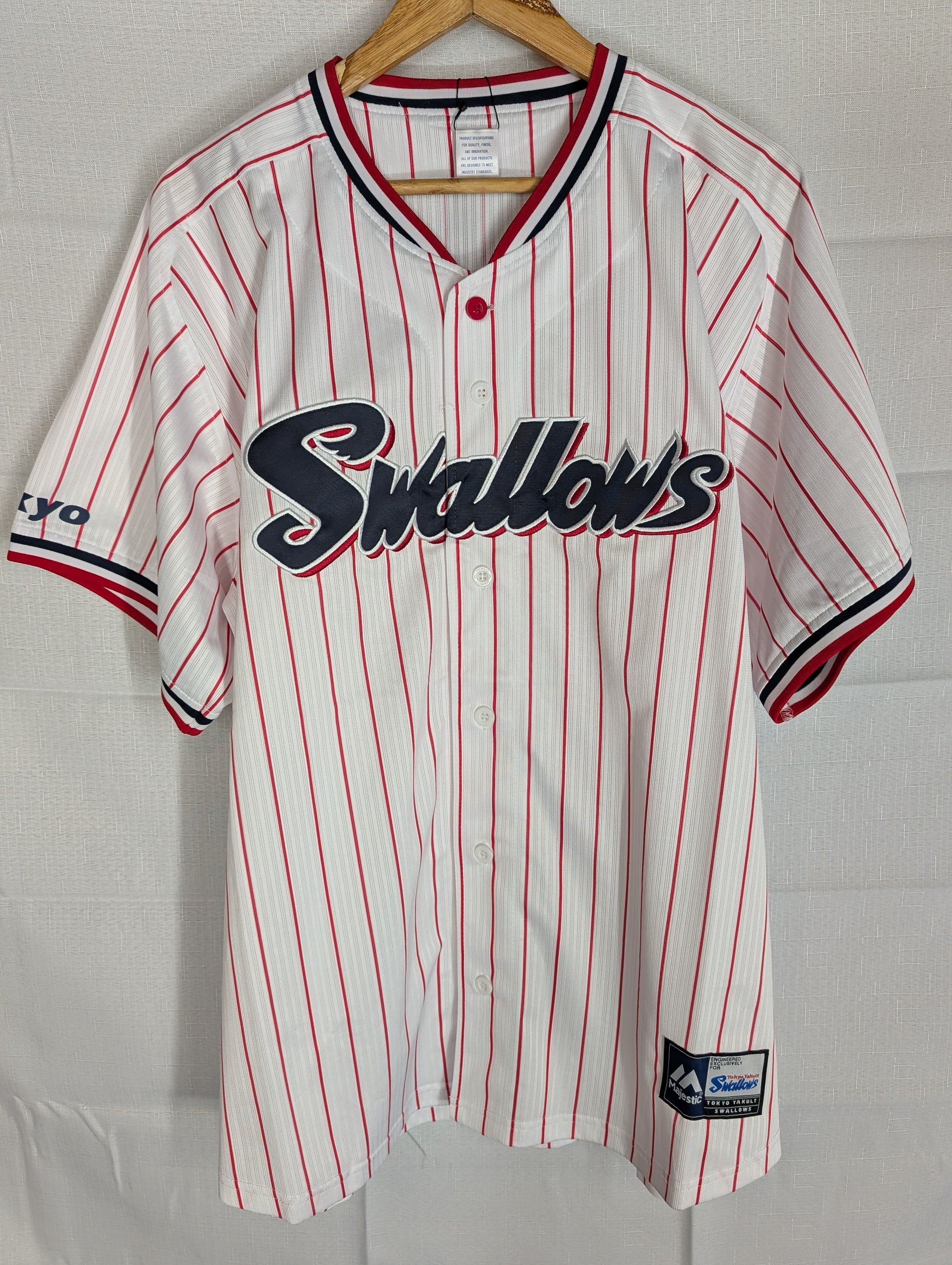 Nippon Baseball Tokyo Yakult Swallows 2016-2019 Home White/Red Blank XL Jersey