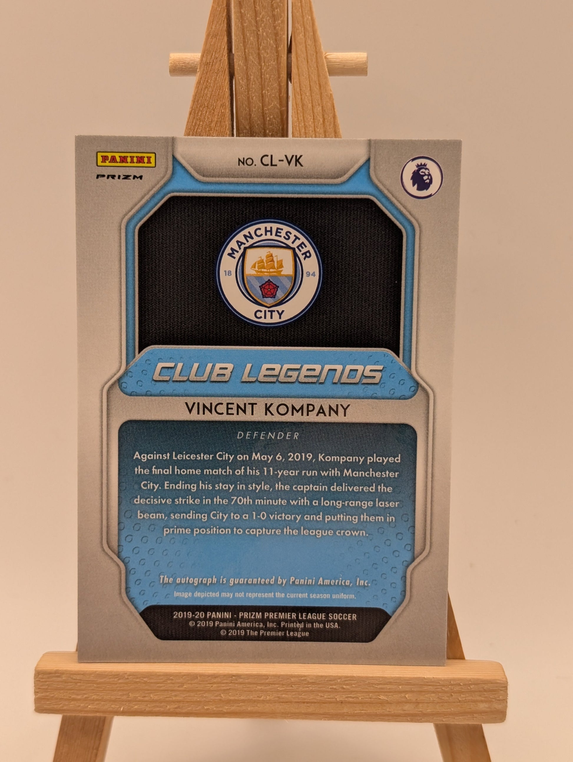 2019 Panini Prizm Premier Vincent Kompany Club Legends Auto Blue Shimmer FOTL FRENLY BRICKS - Open 7 Days