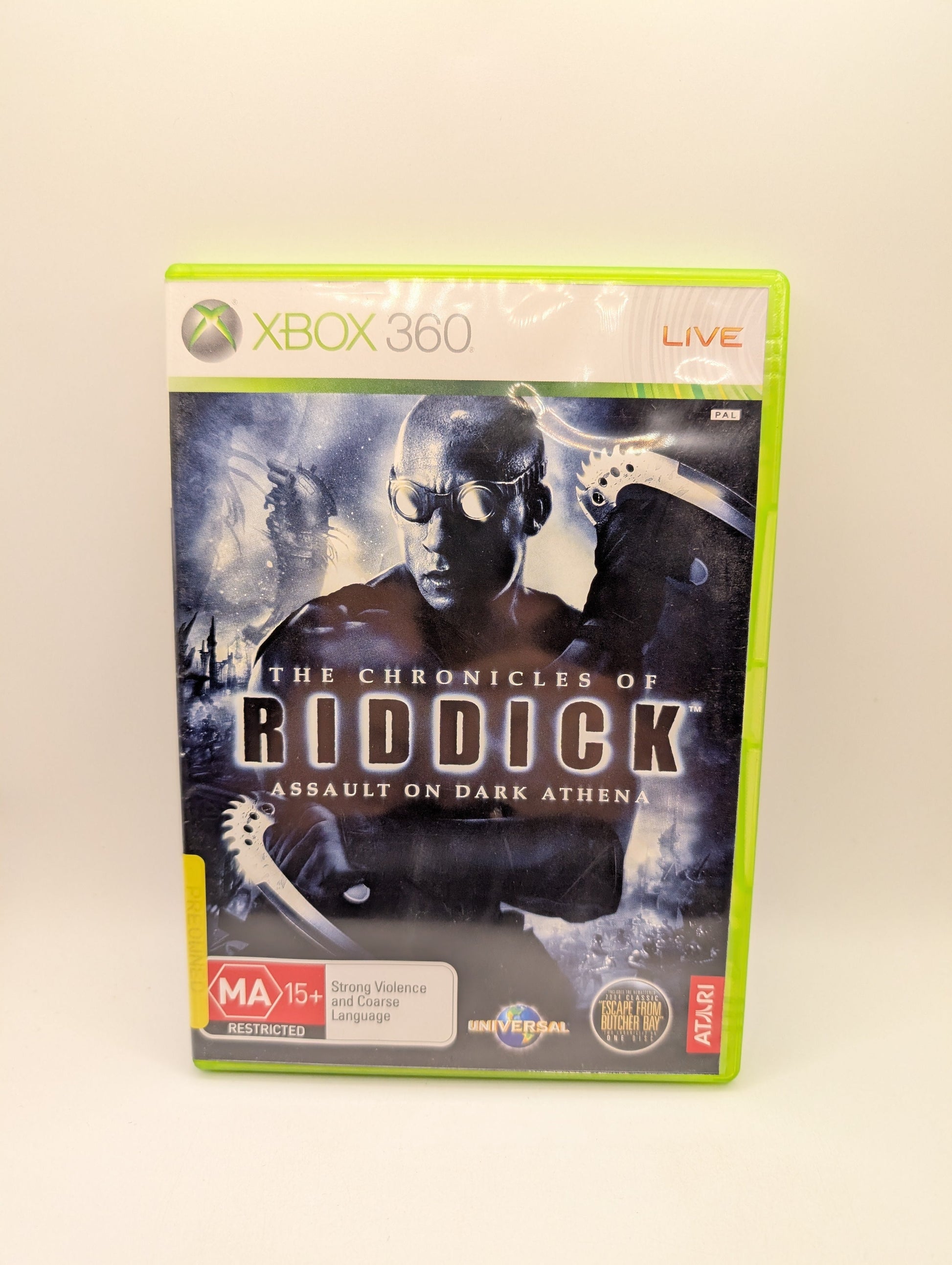 The Chronicles Of Riddick Assault On Dark Athena Xbox 360 PAL Complete Manual FRENLY BRICKS - Open 7 Days