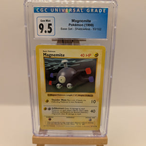 MAGNEMITE - 53/102 - Graded CGC 9.5 - BASE SET SHADOWLESS - Pokemon PSA FRENLY BRICKS - Open 7 Days