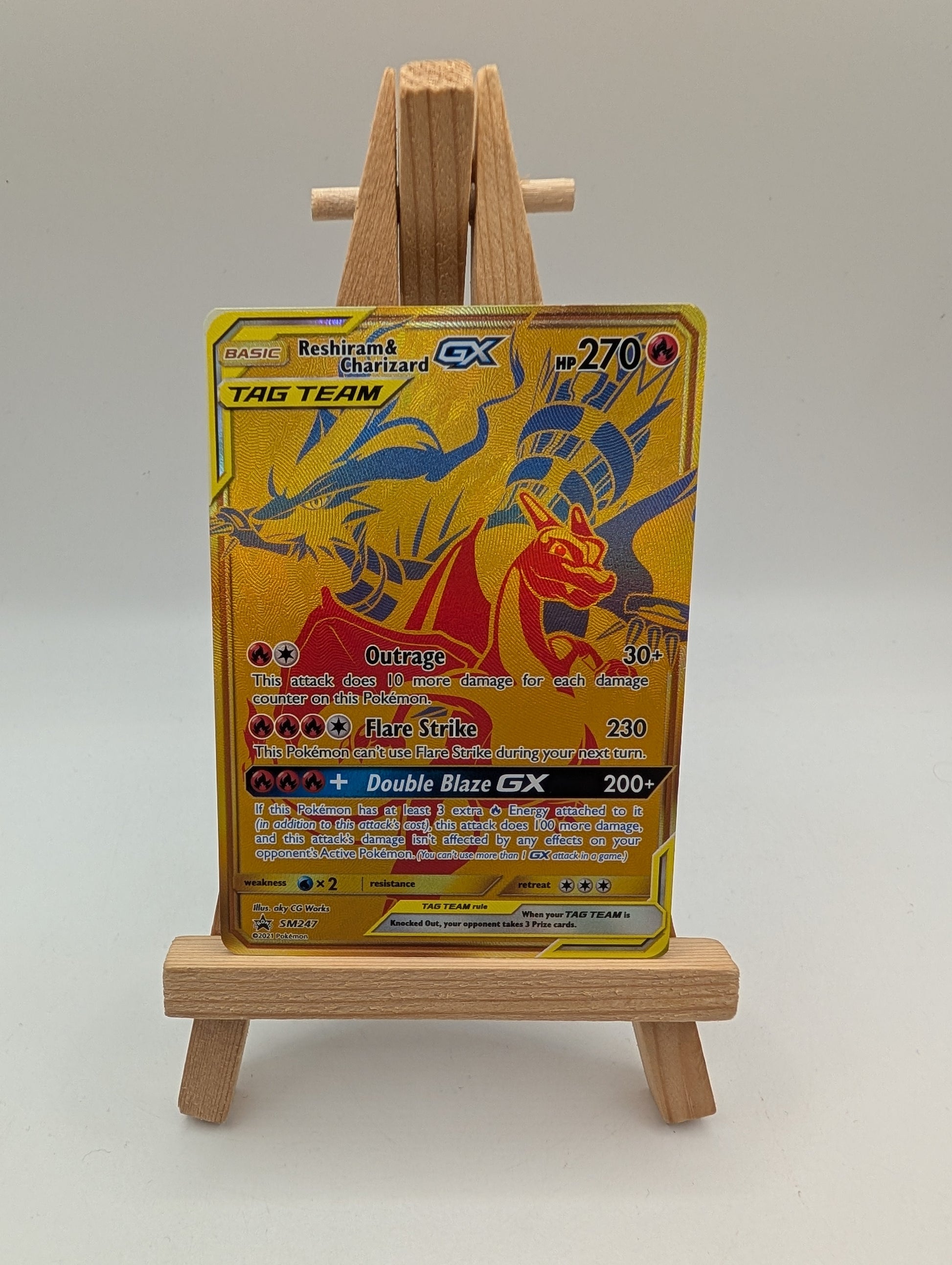 Reshiram & Charizard GX - Pokemon Tag Team Black Star Promo FA GOLD #SM247 FRENLY BRICKS - Open 7 Days