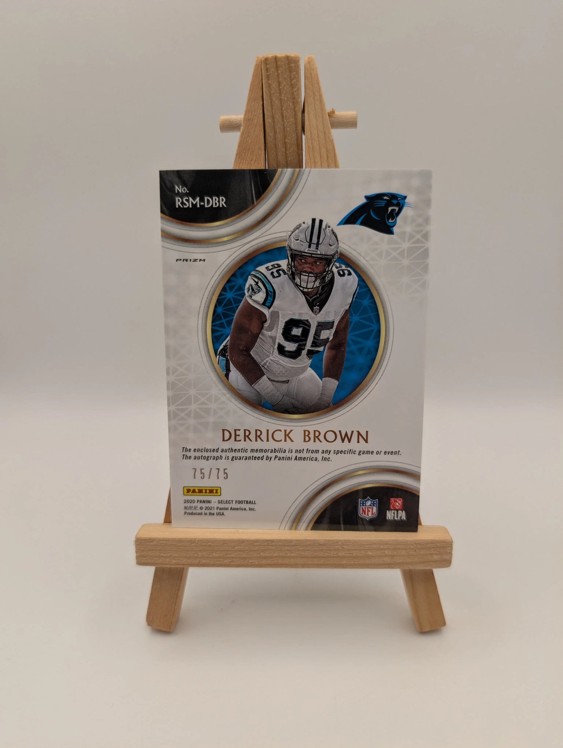 2020 Select Derrick Brown Rookie Patch Auto Blue  /75 #RSM-DBR  RC FRENLY BRICKS - Open 7 Days