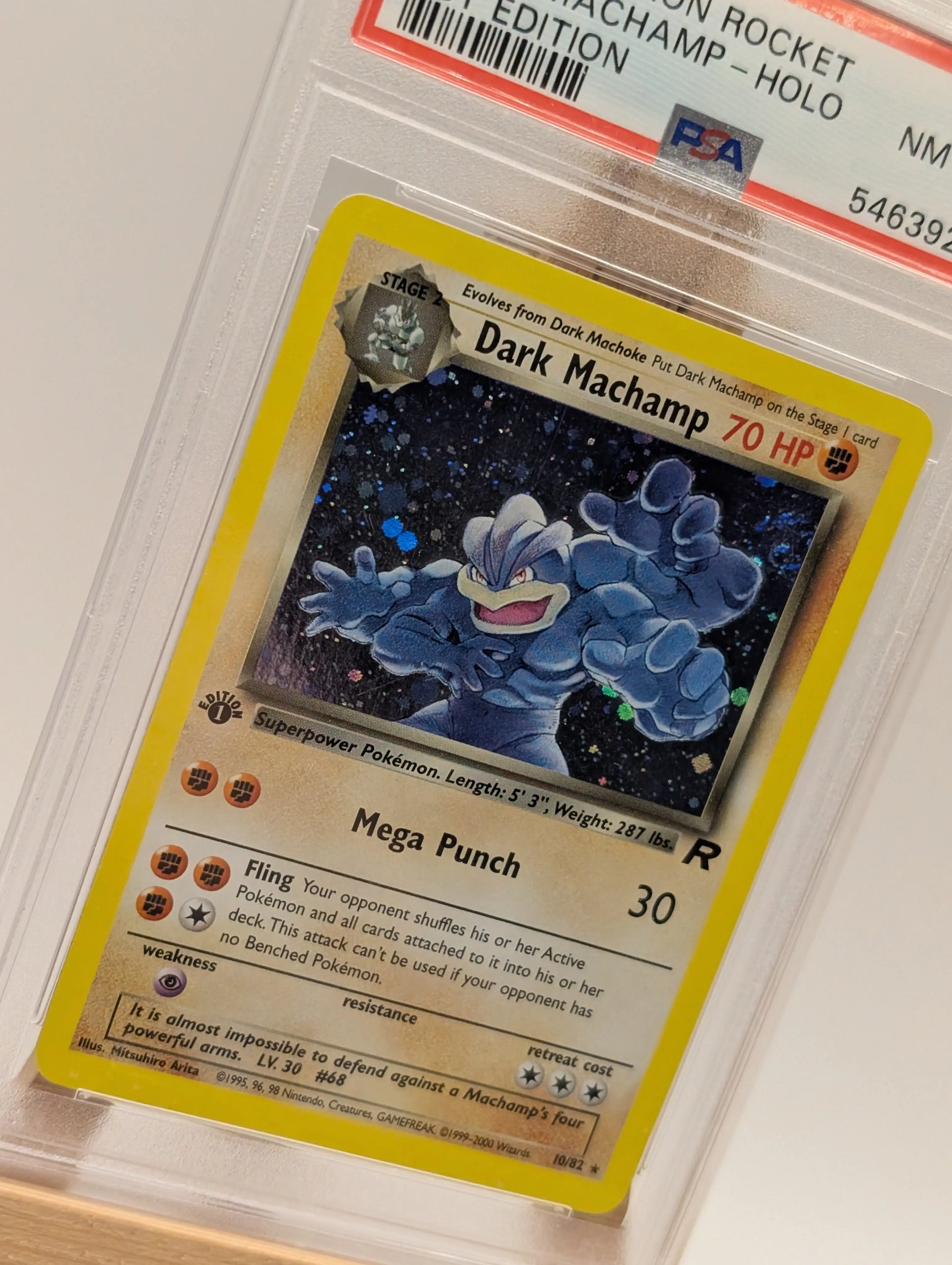 2000 POKEMON TEAM ROCKET Card DARK MACHAMP -HOLO 10/82  1ST EDITION  PSA 8 FRENLY BRICKS - Open 7 Days