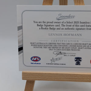 Lennox Hofmann Rookie Badge Signature Seamless Select /70 AFL 2025 Geelong FRENLY BRICKS - Open 7 Days