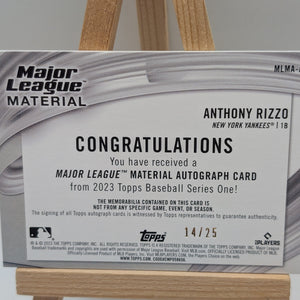 2023 Topps Anthony Rizzo Major League Material #MLM-AR Yankees Baseball Auto /25 FRENLY BRICKS - Open 7 Days