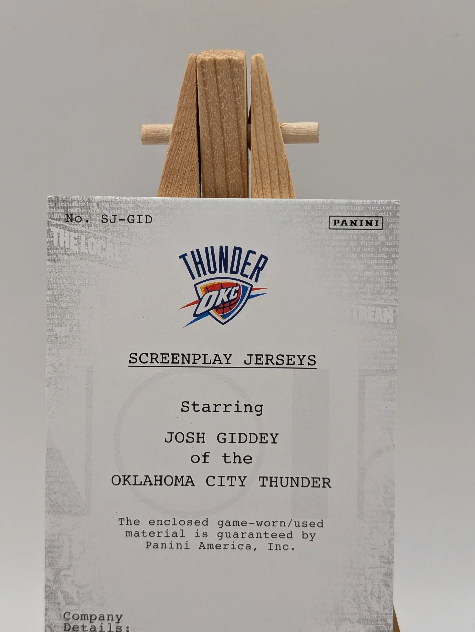 2023 Noir Screen Play Jerseys Josh Giddey Game Worn Patch /99 FRENLY BRICKS - Open 7 Days
