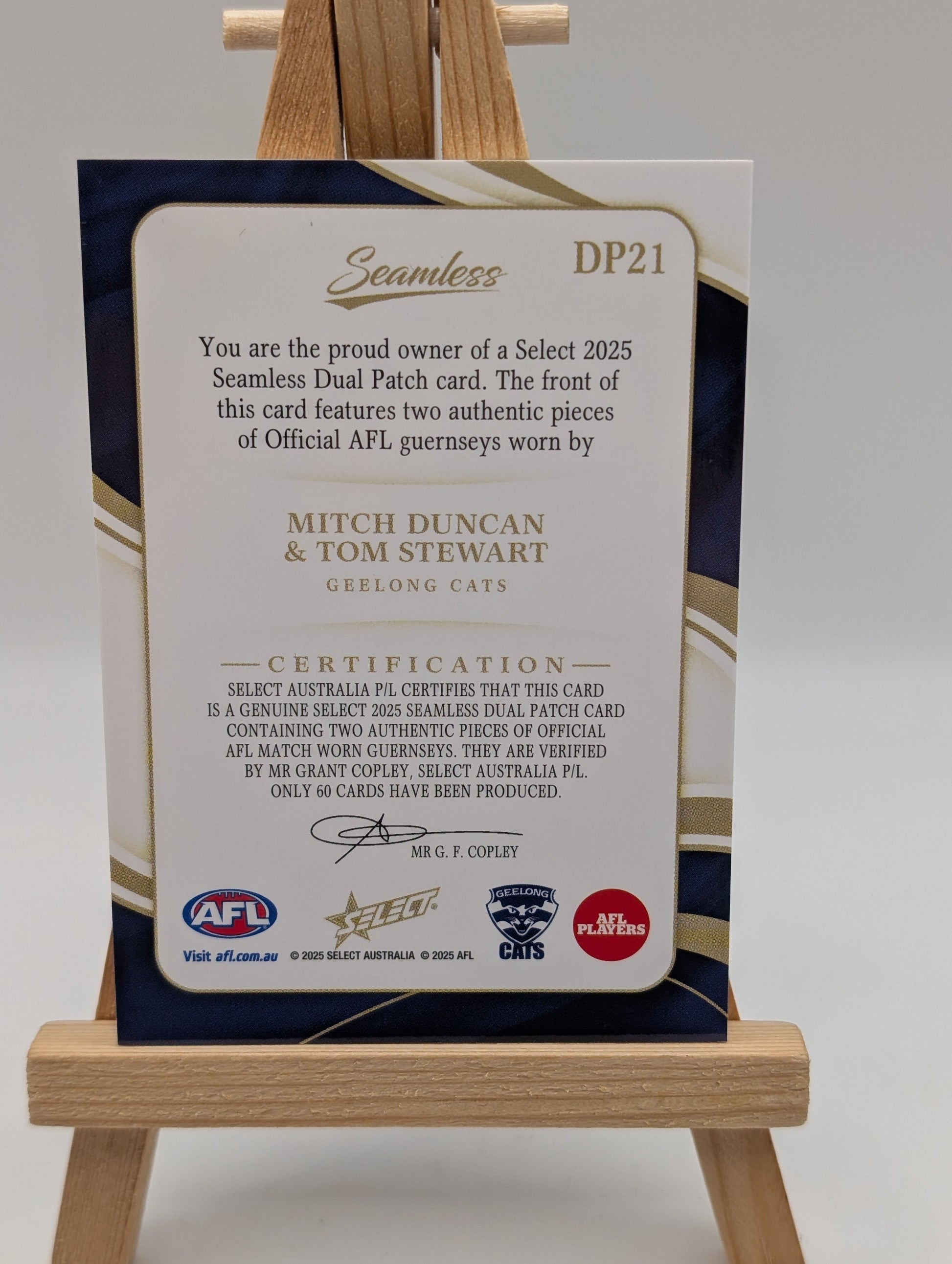 2025 Select Seamless Mitch Duncan Tom Stewart Dual Patch /60 Geelong FRENLY BRICKS - Open 7 Days